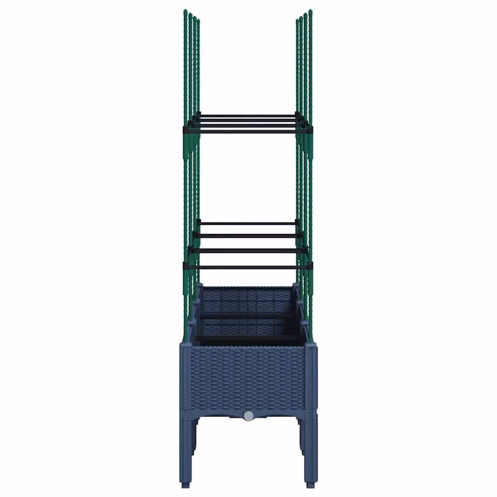 Berkfield Home Garden Planter with Trellis in Blue Grey, W/D/H: 120 x 40 x 142.5 cm – 3