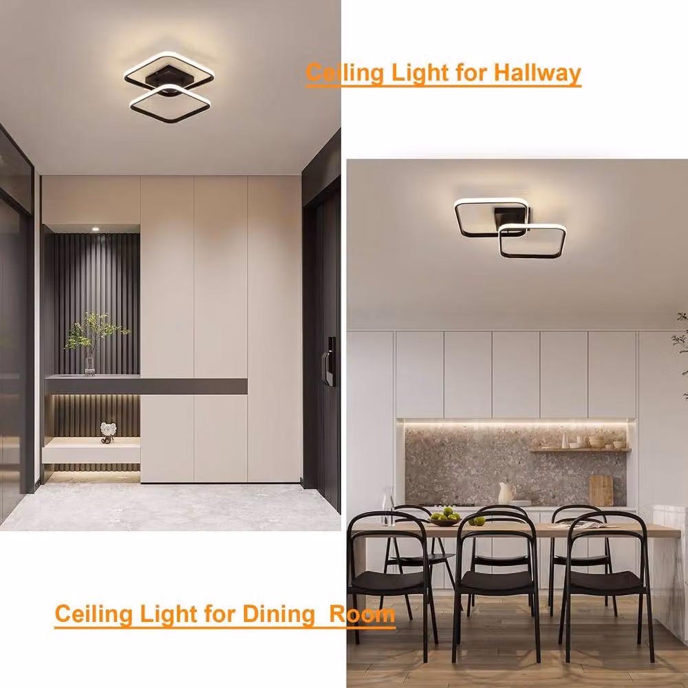 Goeco Modern Square LED Ceiling Light, 42W, 4500K, Black, W/D/H: 64 x 64 x 10 cm – 5