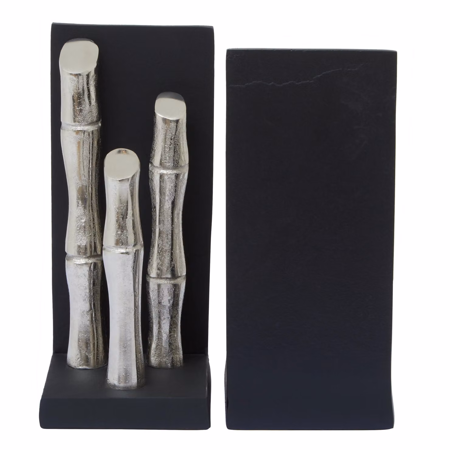Orsina Set of Two Silver Metal Bamboo Effect Bookends for Tabletop – 5