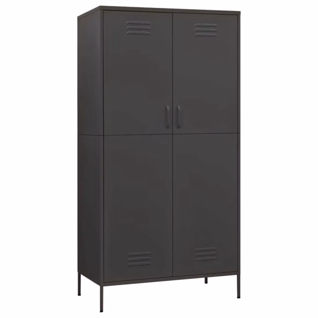Berkfield Home Anthracite and Black Metal Wardrobe W/D/H: 90 x 50 x 180 cm – 2