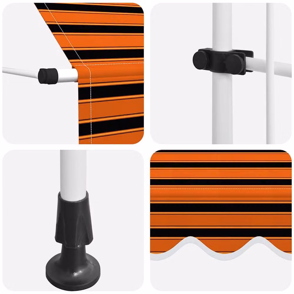 Berkfield Home Manual Retractable Folding Arm Awning in Orange and Brown Striped Polyester with Steel Frame, W/D/H: 250 x 120 x 250 cm – 3