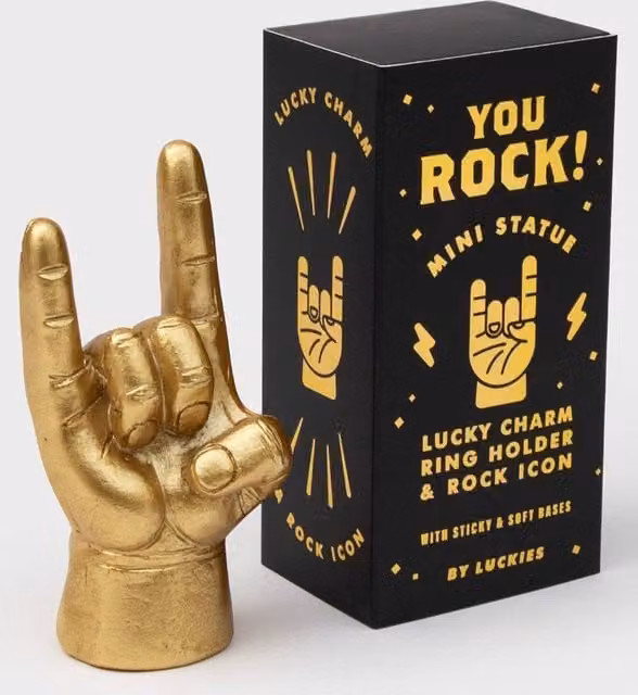 Suck UK You Rock Gold Hand Charm Metal Tabletop Desk Ornament and Ring Holder – 1