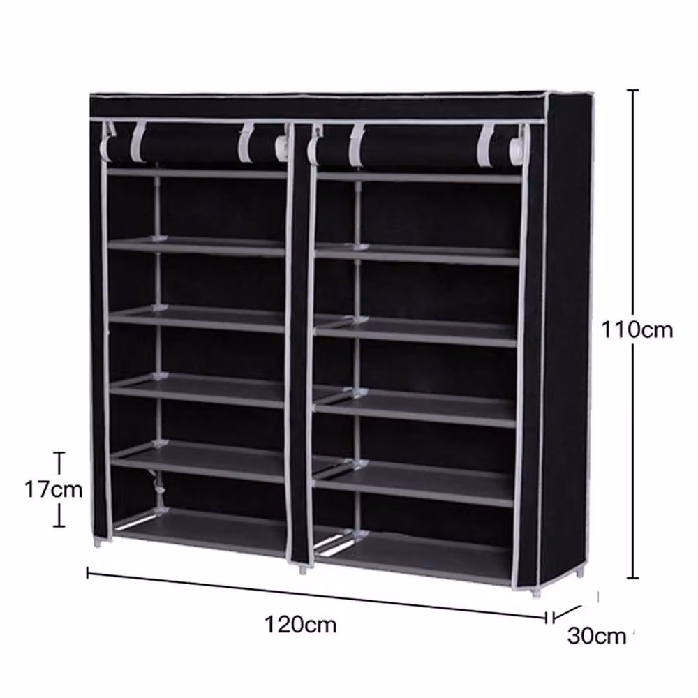 VOGREX 7-Tier Non-Woven Fabric Shoe Storage Organiser Rack in Black – 2