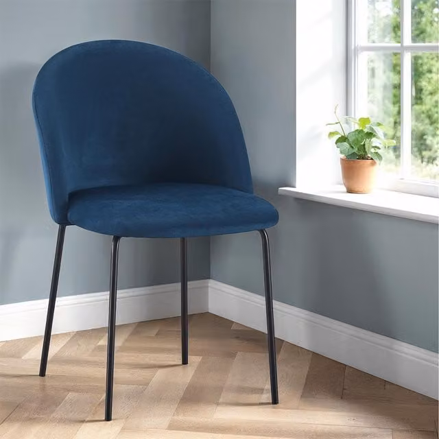 Seconique Boston Modern Blue Velvet Dining Chair