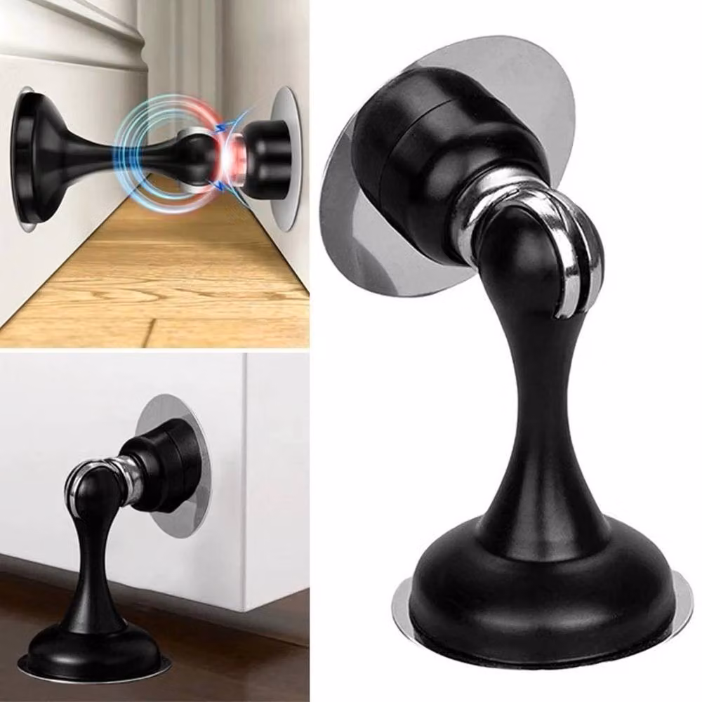 PAWNORA 2 Pack Stainless Steel Magnetic Door Stop Hook Holder Wedge in Black – 4