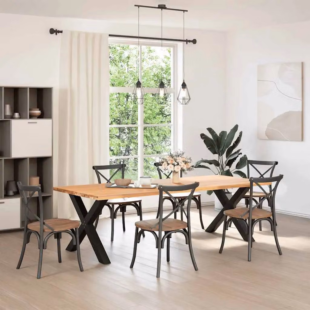 Berkfield Home X-Shaped Dining Table Legs, 2 Piece Set, Black Steel, H: 90 cm, W: 72.5 cm – 2