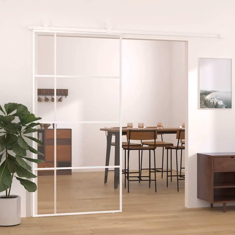 Berkfield Home Sliding Glass and Aluminium Door, White, W: 102.5 cm, H: 205 cm – 2