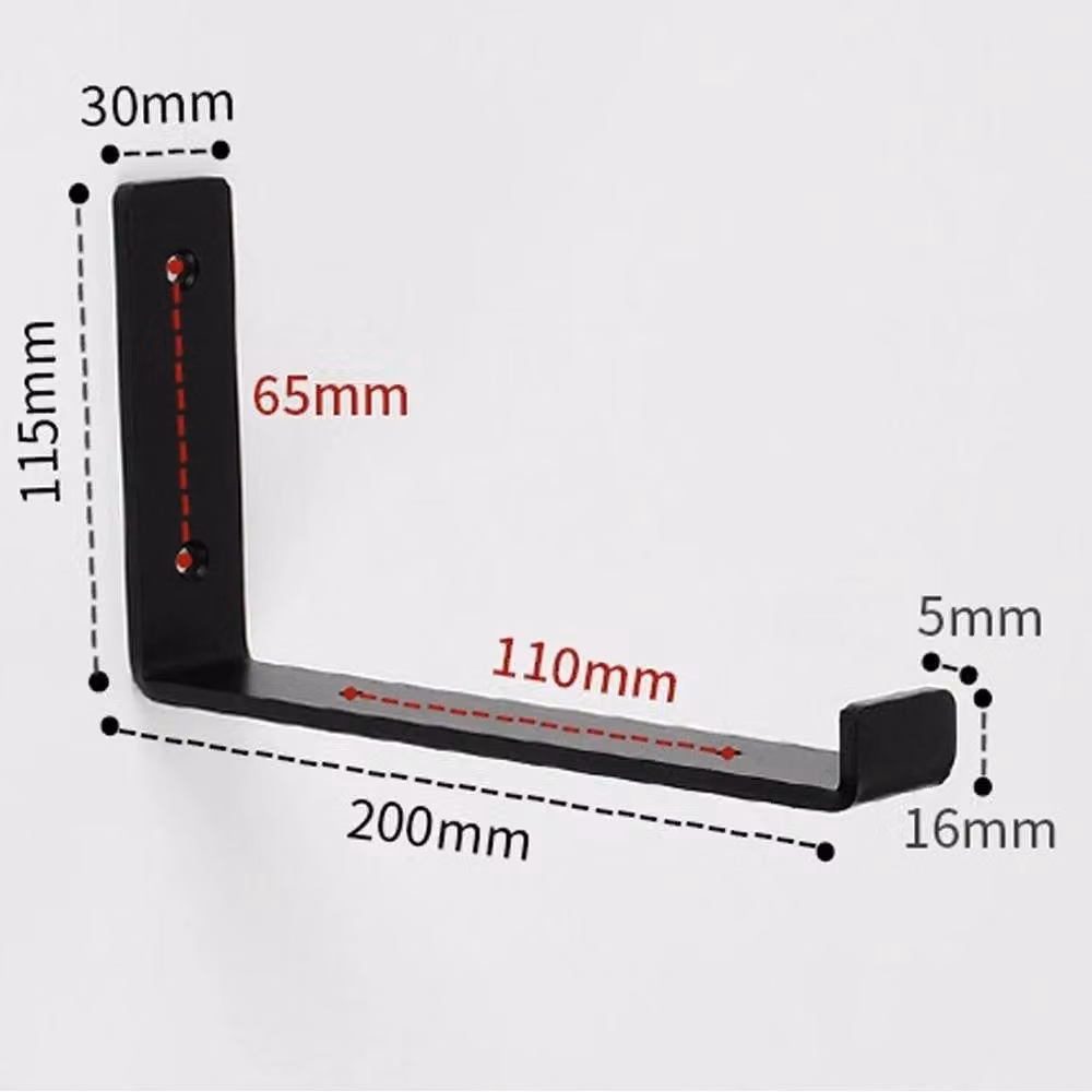 FLAVORA Heavy Duty Iron Shelf Brackets in Matt Black, 4 Pack, W/D/H: 20 x 2 x 2 cm – 2