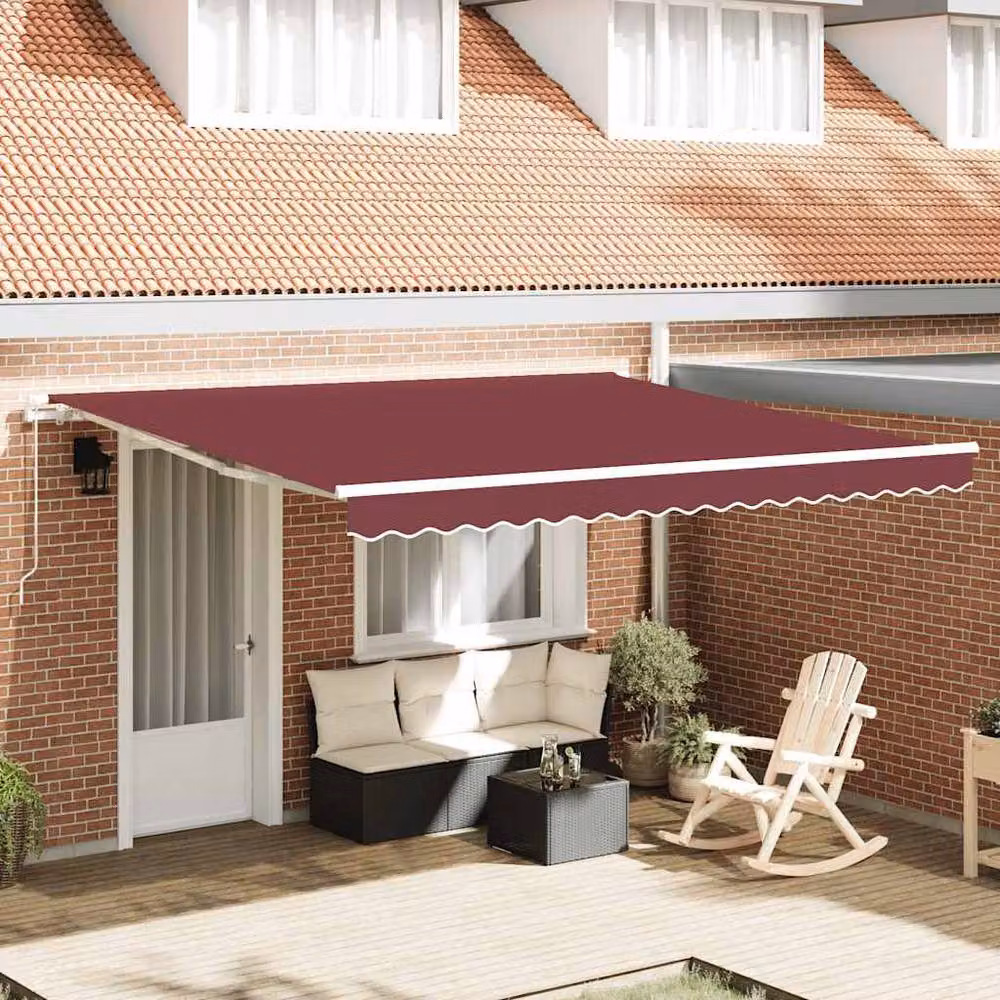 Berkfield Home Manual Retractable Crank Awning in Red, W/D/H: 400 x 300 x 165 cm – 2