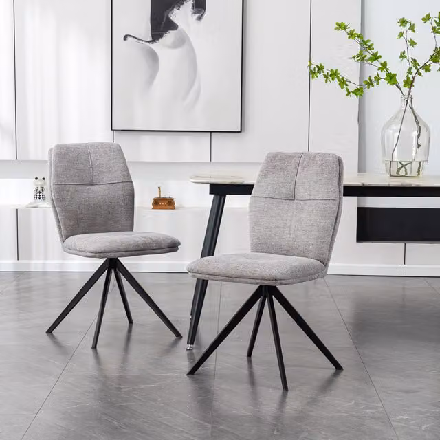 More4Homes Set of 2 Luna Modern Grey Linen Dining Chairs