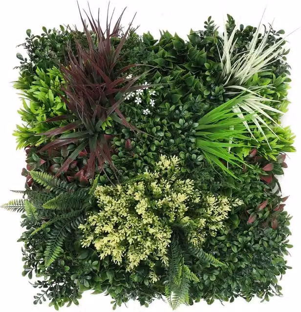 True Products Premium Artificial Green Plant Living Wall Panel, Green, W/D/H: 50 x 50 x 1 cm