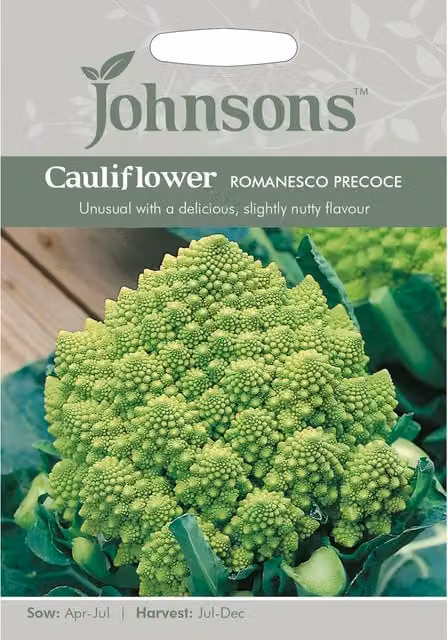 Johnsons Romanesco Precoce Cauliflower Vegetable Seeds, Green