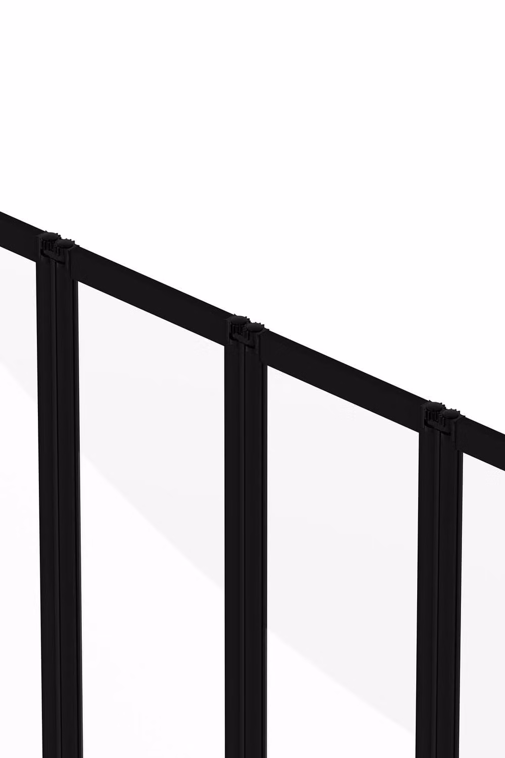 Living and Home 4 Panel Folding Glass Bath Shower Screen in Black with Clear Glass – 3