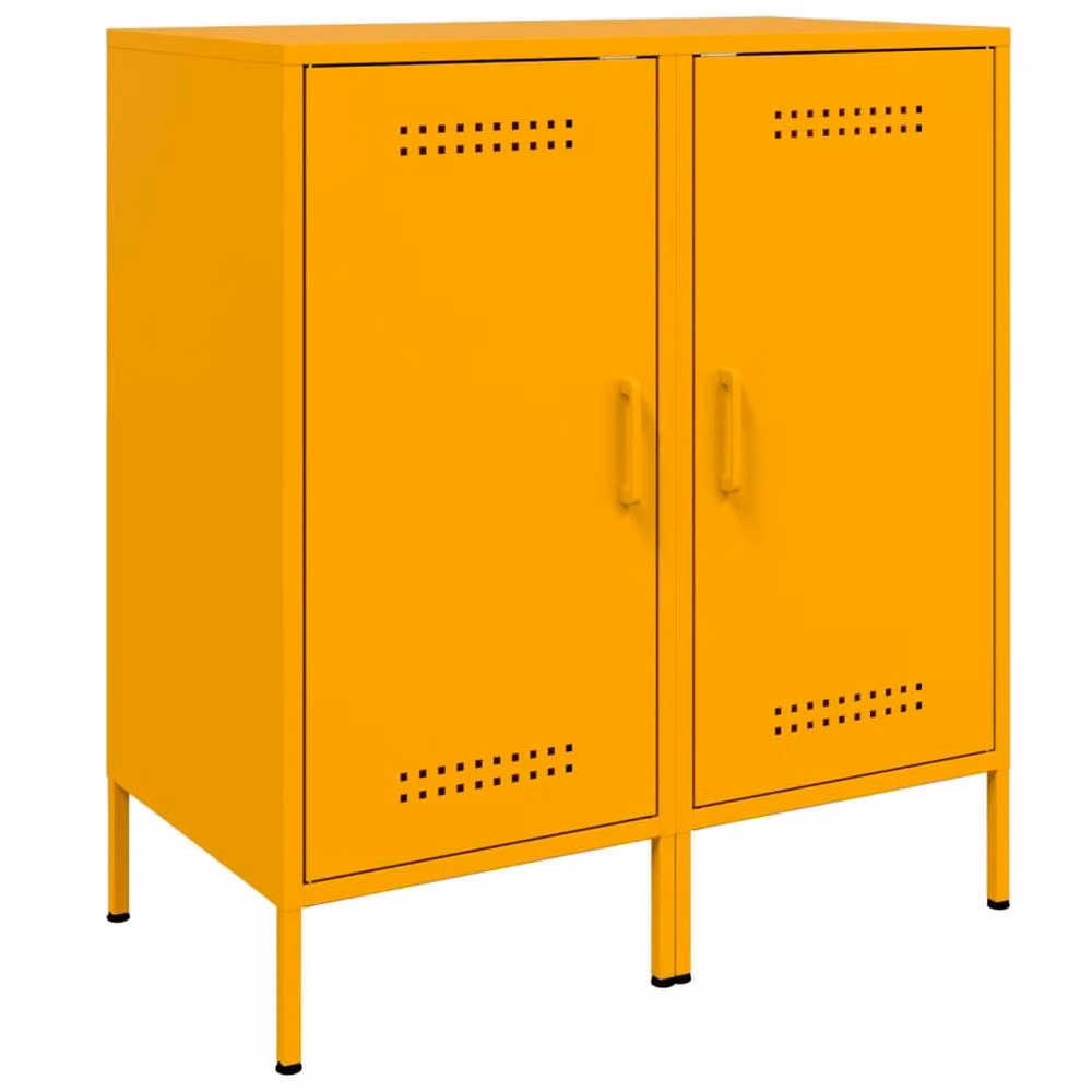 Berkfield Home Set of 2 Mustard Yellow Steel Sideboards, W/D/H: 36 x 39 x 79 cm – 2