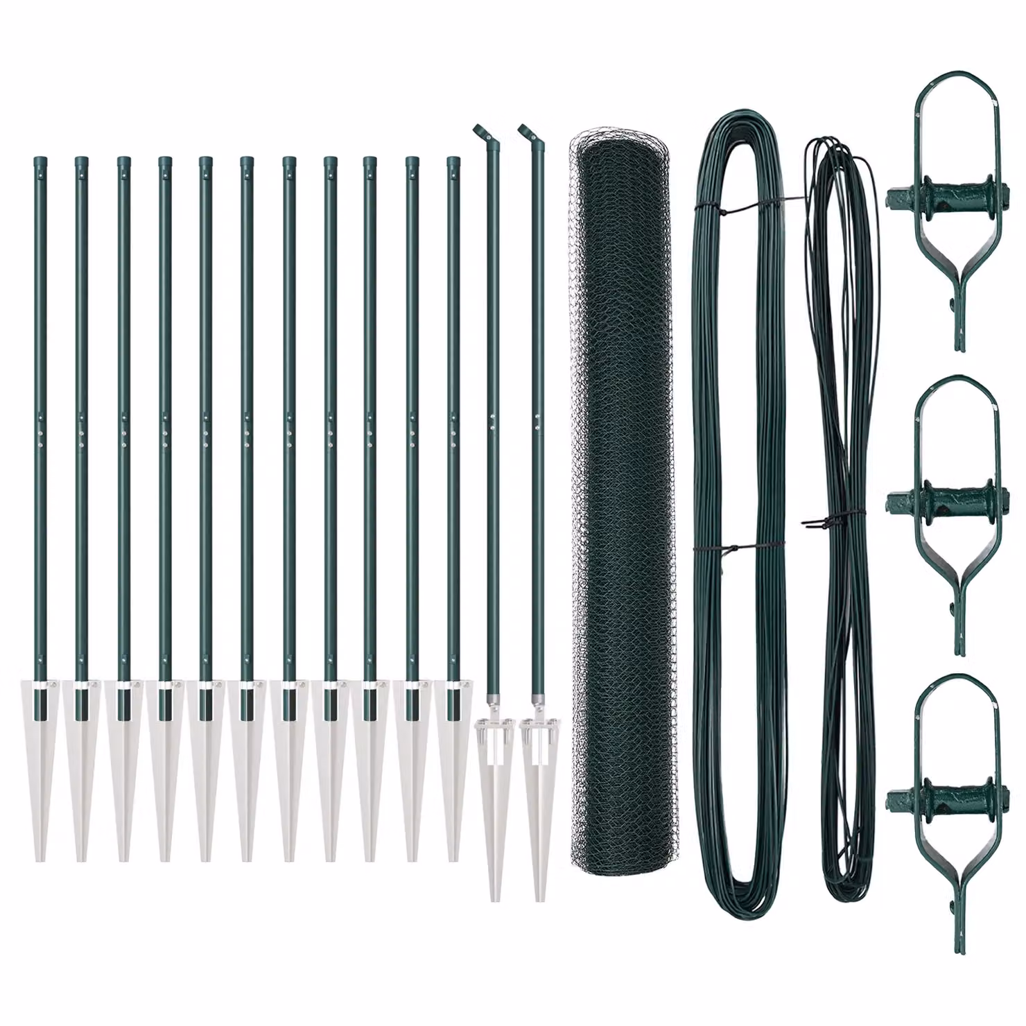Berkfield Home Forest Green Powder-Coated Steel Fencing Set of 2, W: 1 m, H: 25 cm – 2