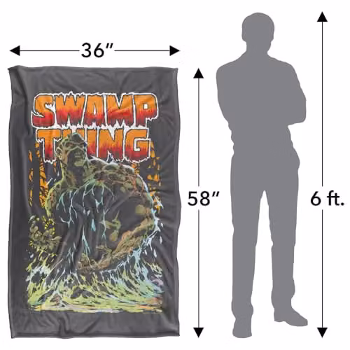 Warner Bros. LOGOVISION Justice League Swamp Thing Super Soft Silky Touch Fleece Throw Blanket, Multicolour, W: 91.44 cm x D: 91.44 cm – 4