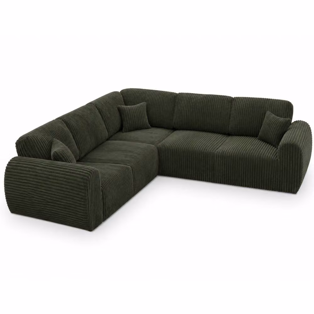 Snug Furniture Birmingham Ltd Sereno Jumbo Cord Large L-Shape Corner Sofa in Khaki Green – 2