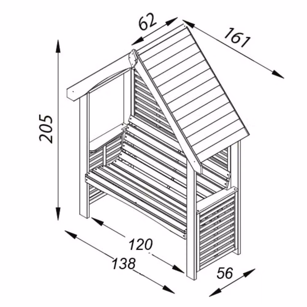 Primrose Brown Wooden 2 Seater Garden Bench Arbour with Open Sides – 3
