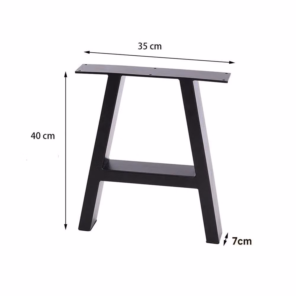 Nordara Set of 2 Black Matt Iron Industrial A Frame Table Legs W/D/H: 7 x 35 x 40 cm – 2
