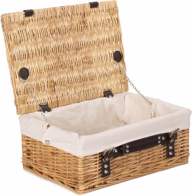 Red Wicker Picnic Hamper with White Cotton Lining, 36 cm