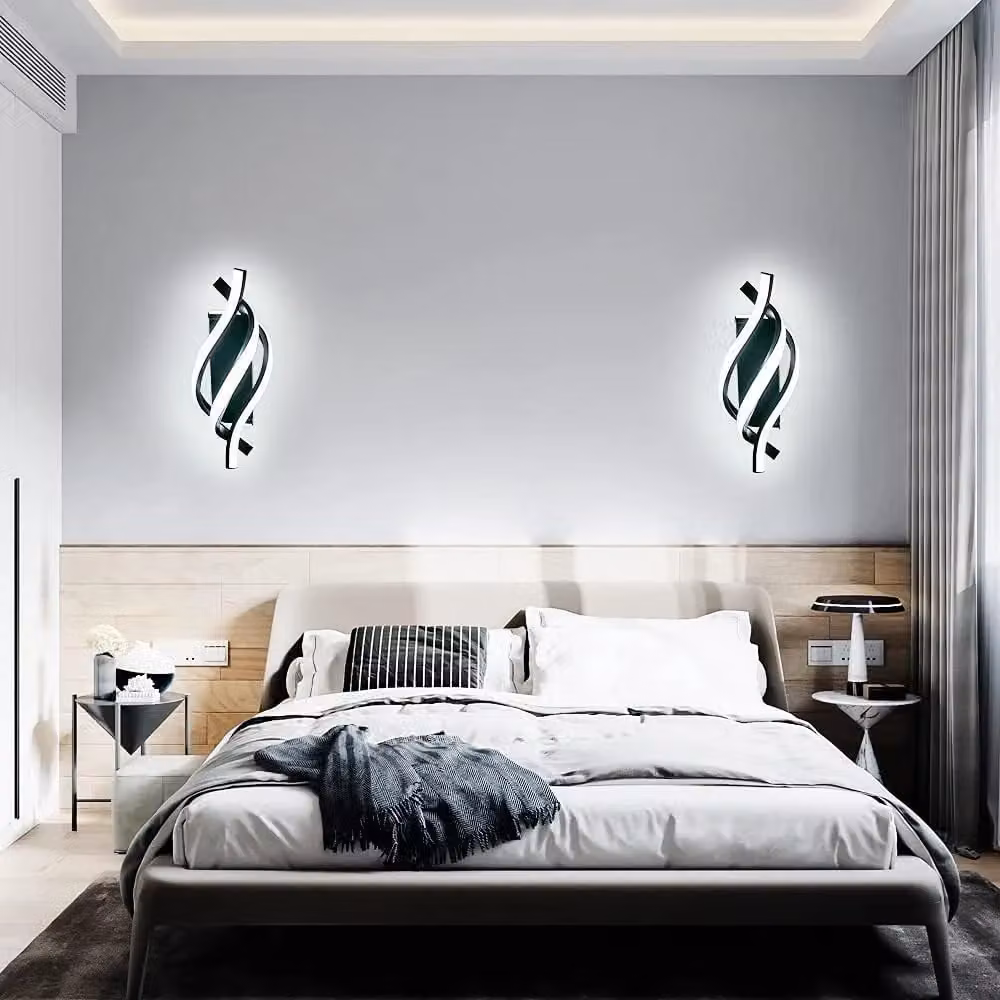 COMELY Modern Spiral LED Indoor Wall Light, 22W, Black, 6500K Cool White – 4