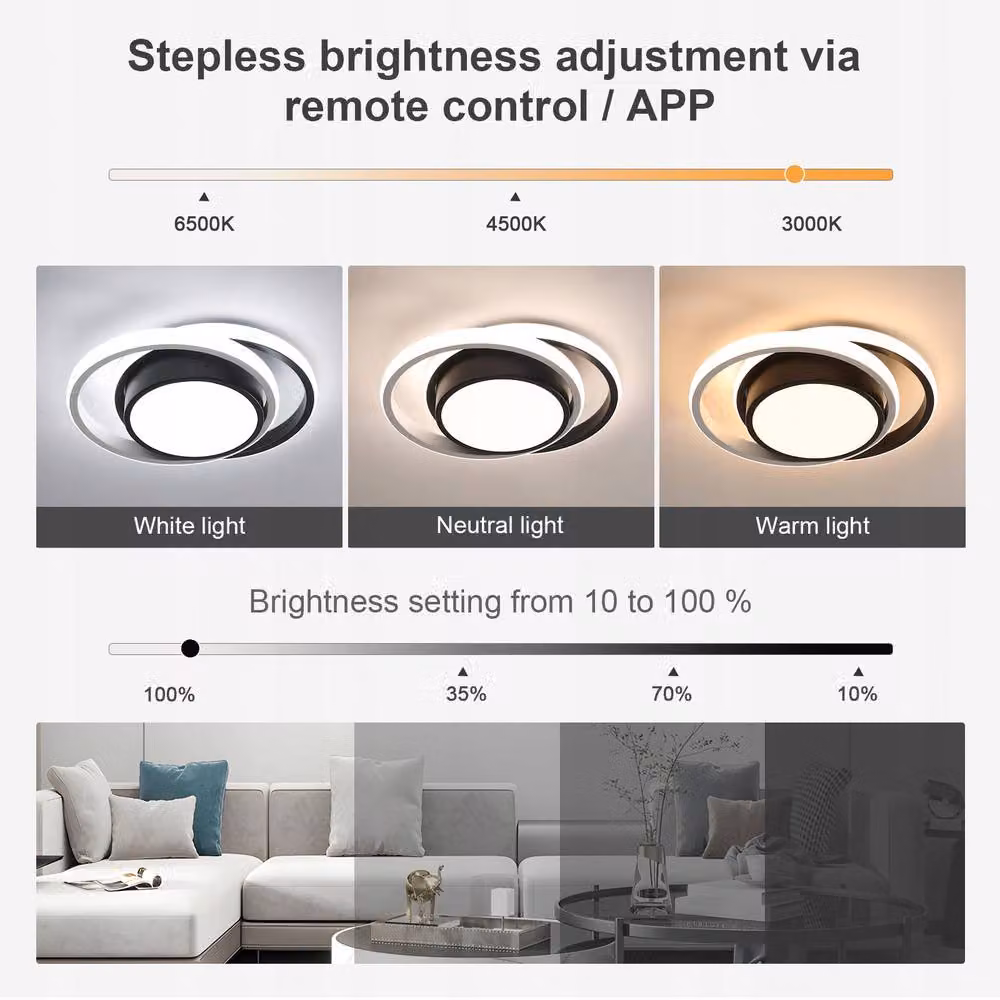 COMELY 32W Dimmable LED Ceiling Light with Remote Control, Round Modern Design in Black and White – 4