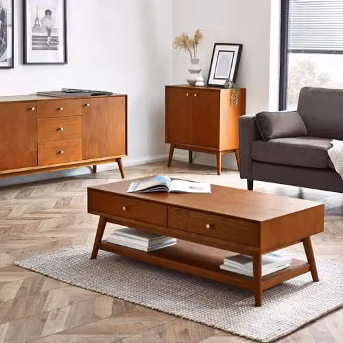 Julian Bowen Lowry Retro 2 Door Sideboard in Cherry Ash Wood, W: 80 cm, H: 70 cm, D: 38 cm – 4