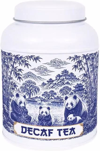 Purely Home Forest Pandas Floral Metal Tea, Coffee and Sugar Canisters in Blue and White