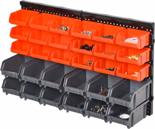 DURHAND 30 Cubbie Wall Mounted Plastic Tool Storage Board in Red and Grey