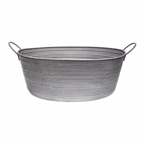 Ivyline Matlock Oval Galvanised Steel Planter in Silver or Grey, W: 58.5 cm, H: 34 cm – 2