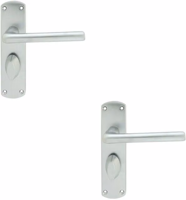 Loops 2x Rounded Straight Bar Handles on Bathroom Backplate, Satin Chrome, W: 17.0 cm, H: 4.2 cm