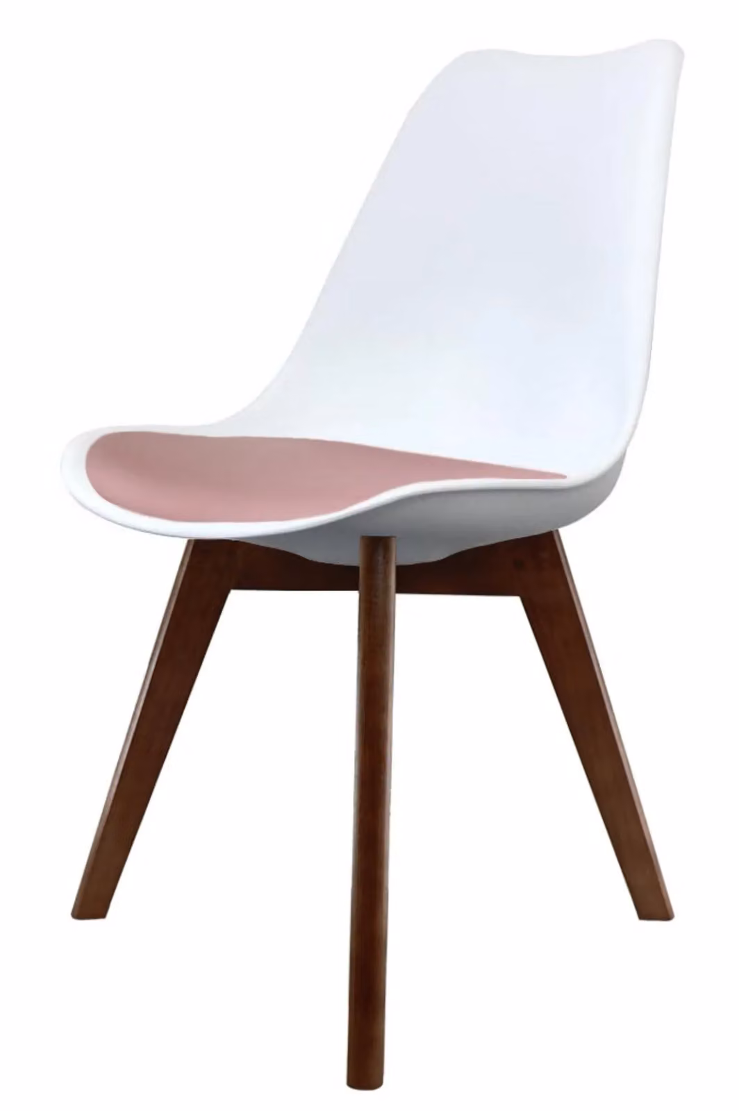 Fusion Living Soho Plastic Dining Chair with Dark Wood Legs in Dusty Pink – 2