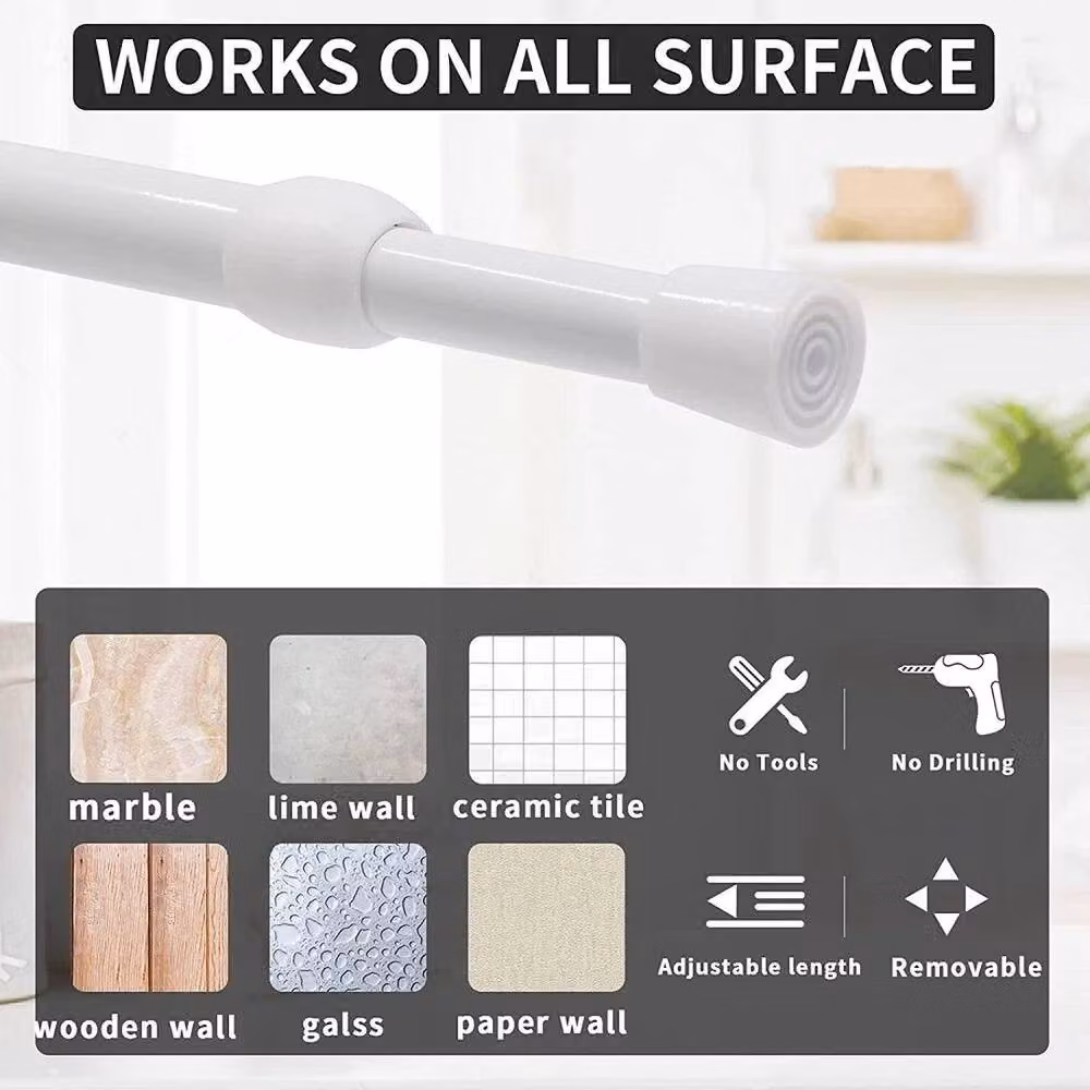 NESTLUNE White Extendable Spring Loaded Telescopic Curtain Rail, W: 100-150 cm – 5