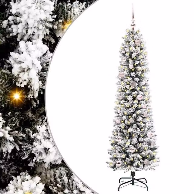 Berkfield Home Artificial Christmas Tree with 150 LEDs in Green, White and Black, Height: 150 cm