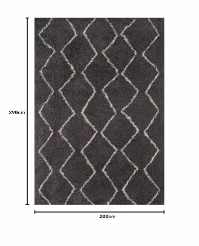 THE RUGS Moroccan Design Rectangular Rug for Living Room and Bedroom, Grey and White, W: 200 cm, D: 290 cm – 2