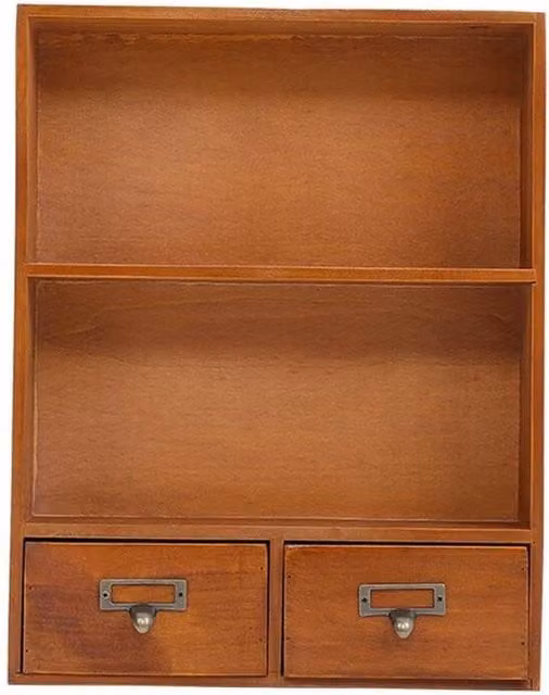 KORVIXA Rustic Brown Wall Mounted Display Shelf Unit in Wood and Metal – 1
