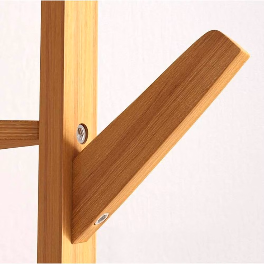 ERGOVEXA Brown Bamboo Coat Rack and Hallway Storage Stand with Integrated Shelf – 3