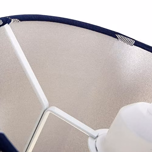 Happy Homewares Modern Blue and White Cylinder Drum Lampshade with Silver Lining, W/H: 18 x 25 cm – 3