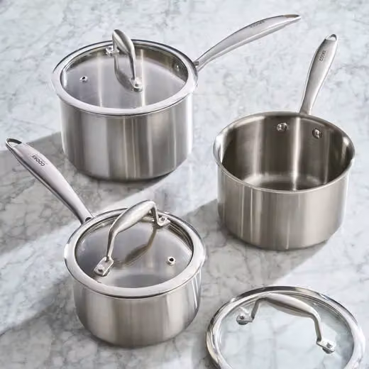 Cooks Professional 5 Piece Tri-Ply Cookware Set with Lids in Silver – 3