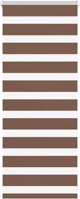 Berkfield Home Brown Zebra Day and Night Blind with Polyester Fabric, W: 65 cm, H: 100 cm