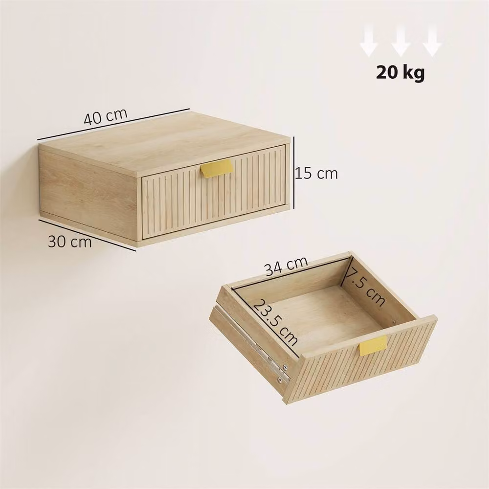 EONLION Set of 2 Light Oak Floating Nightstands – 2