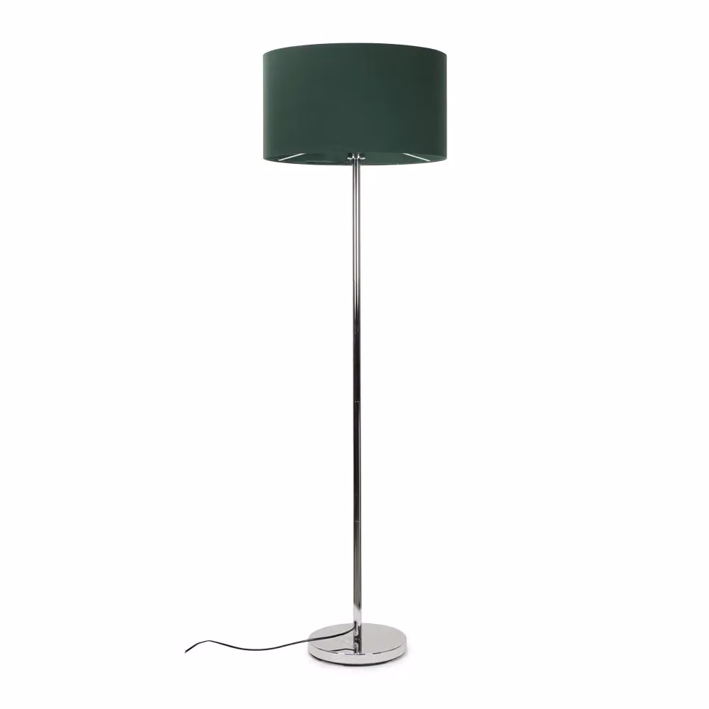 ValueLights Charlie Chrome Floor Lamp with Green Fabric Shade – 2