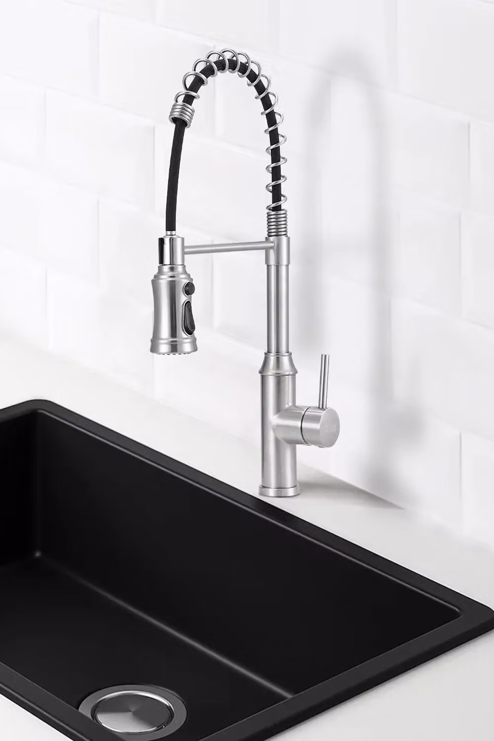 Living and Home Stainless Steel Kitchen Swivel Pulldown Faucet with Spray Function in Silver and Chrome – 2