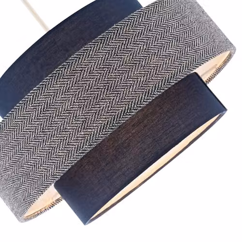 Happy Homewares Modern Blue and Grey Fabric Triple Tier Pendant Lamp Shade W/D/H: 20 x 30 x 30 cm – 3
