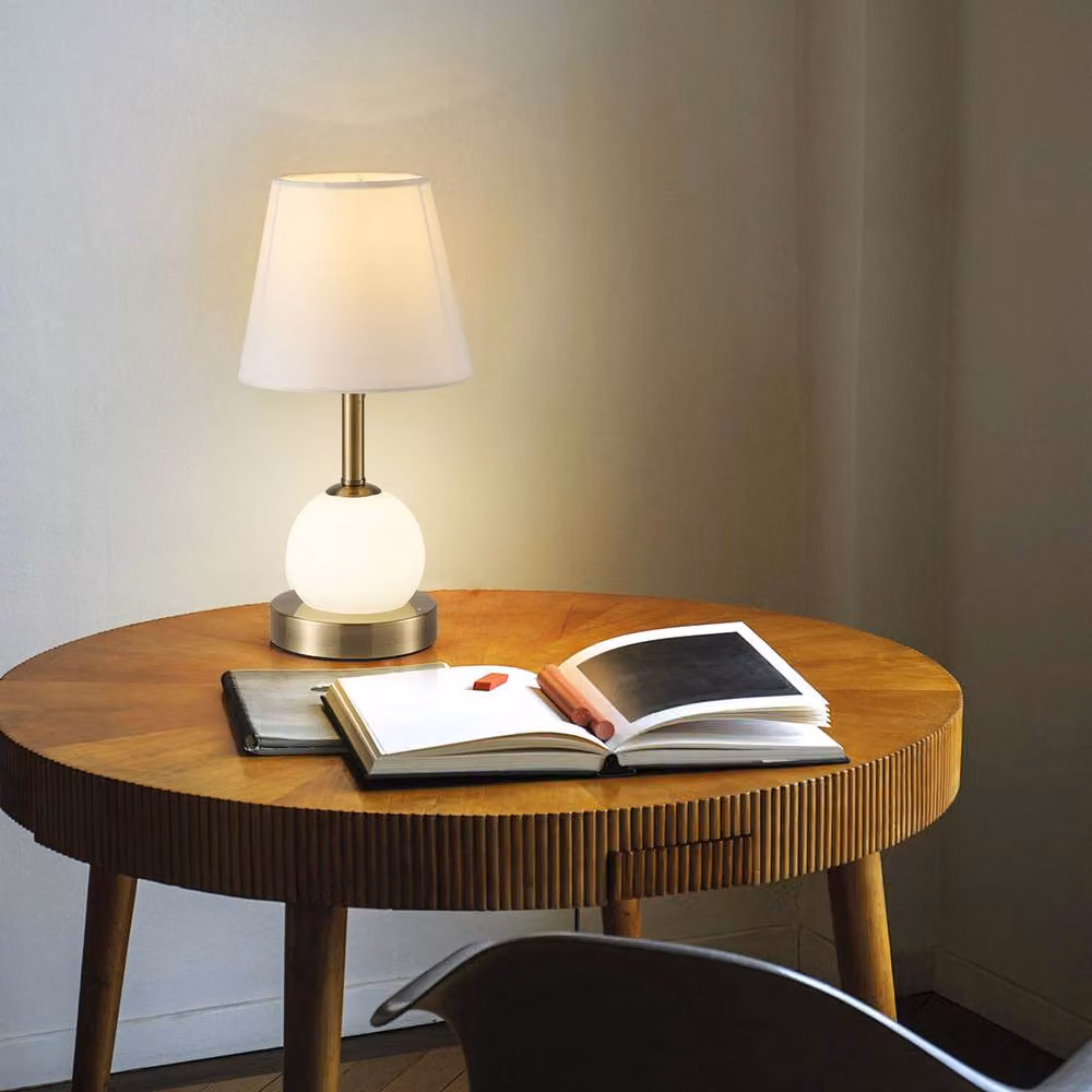 NIVOR Modern LED Table Lamp in White and Gold with Bulb Included, Height: 32 cm – 5