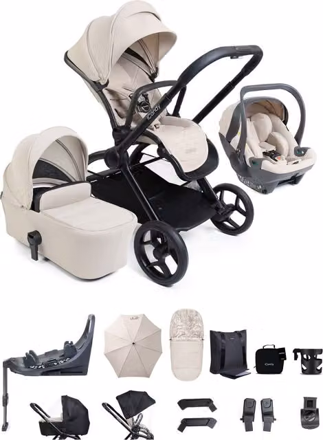 iCandy Core 2 Complete Travel Bundle with Cocoon 360 Infant Car Seat and Isofix Base in Sandstone