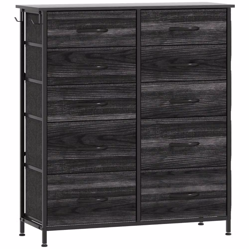 STILVORA Modern Black Chest of Drawers with Fabric Drawers – 4