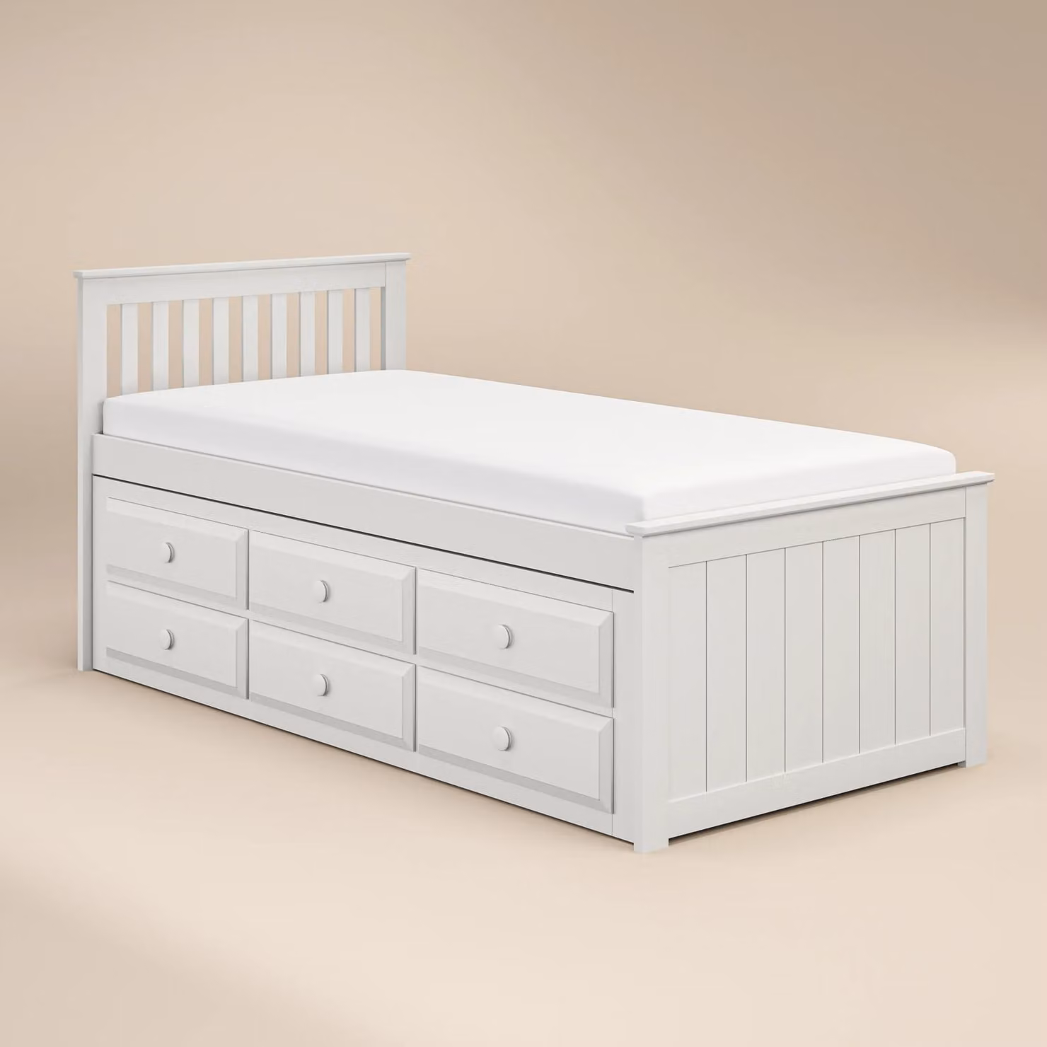 Flair Montana Captains Bed with Drawers in White, W/D/H: 90 x 199.8 x 91.8 cm – 2