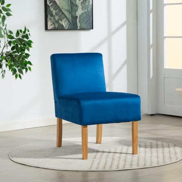 Artemis Home Corina Modern Blue Velvet Fabric Armless Accent Chair