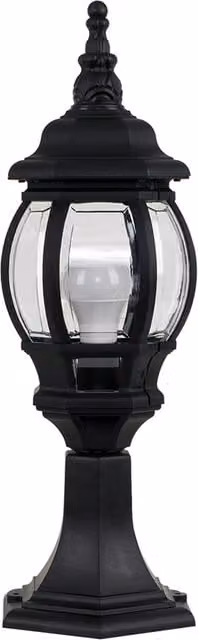 ValueLights Modern Black IP44 Rated Outdoor Garden Lantern Style Pillar Post Light